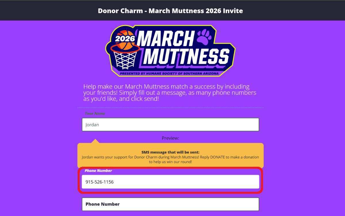 And as many Friends/Family Phone Numbers they wish to share the message with.